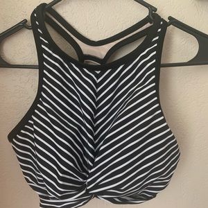 Black and white target swim top
